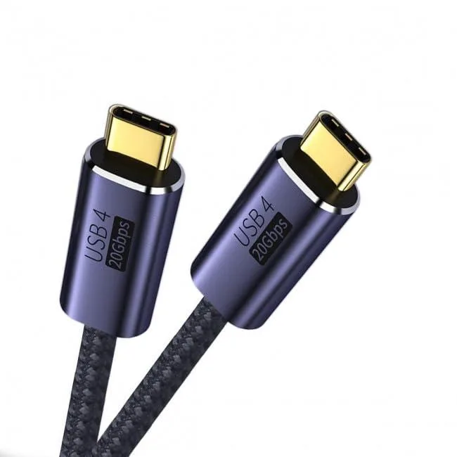 Black braided USB-C to USB-C cable, 100 cm long