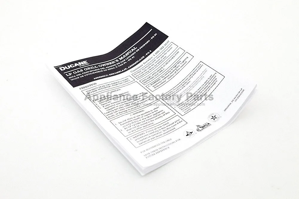 weber Weber 20529916 Manual for Ducane 30400042 appliance part — product photo