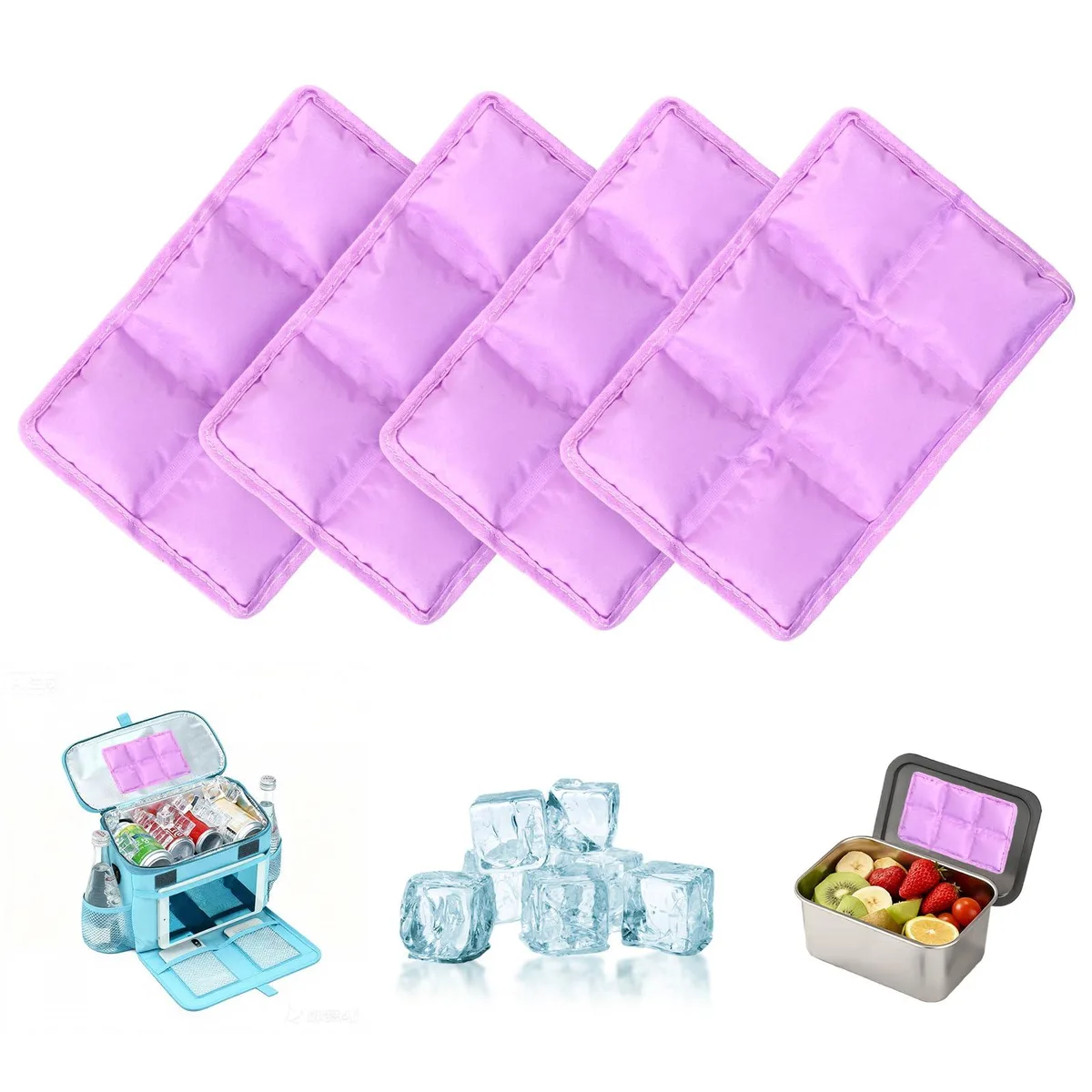 Red slim rectangular silicone ice pack with rounded corners .7 inch thick