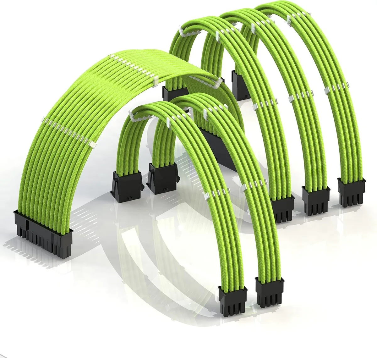 myVolts myVolts PSU Cable Extension Kit 50cm Green 24-Pin 2x CPU 3x GPU 18AWG — product photo