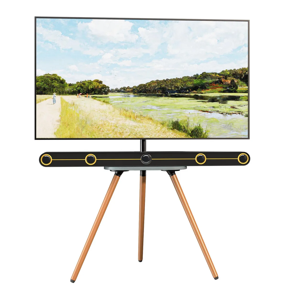 PUTORSEN PUTORSEN Easel TV Stand 43-65 Inch Swivel Tripod Wooden Tray 77 lbs — product photo