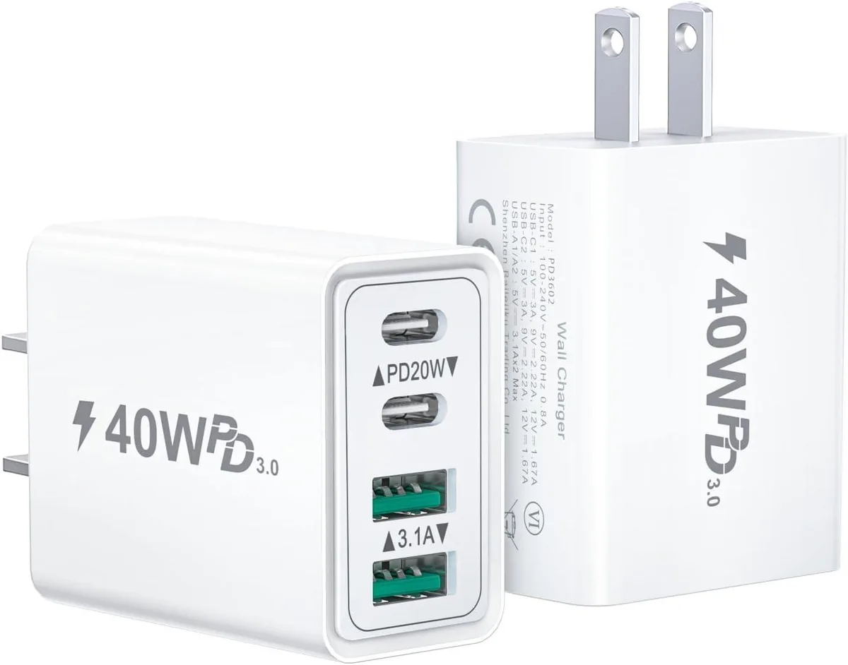  Cysfakun XTD-617 2-Pack 40W 4-Port USB Charger White — product photo