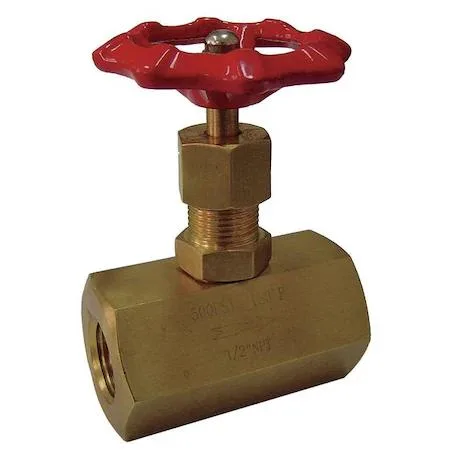 Brass needle valve with grey cast iron knob