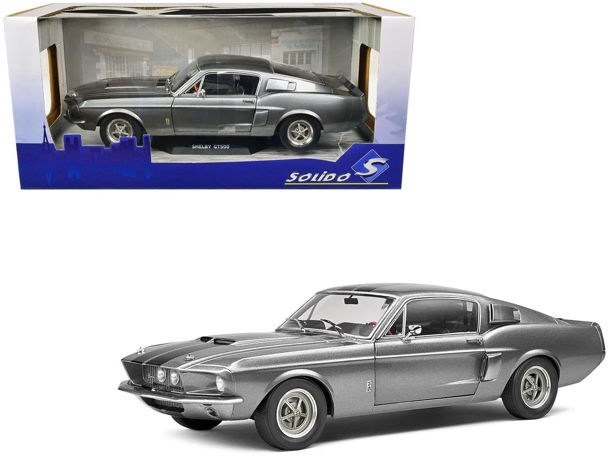 Solido Solido 1967 Shelby GT500 Gray Metallic Black Stripes 1/18 hobby collectible — product photo