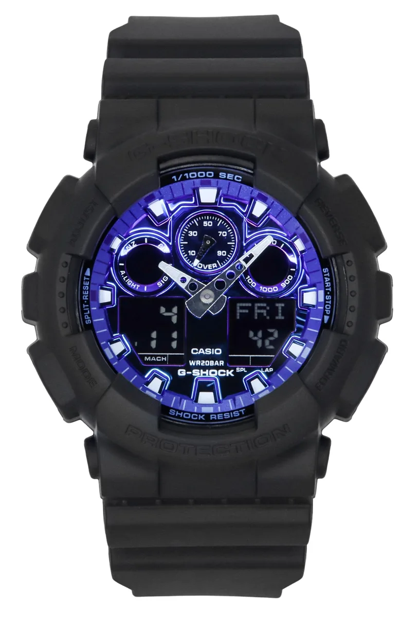 CASIO CASIO G-Shock GA-100FL-1A Blue Dial Analog Digital Watch 200m 51.20mm — product photo