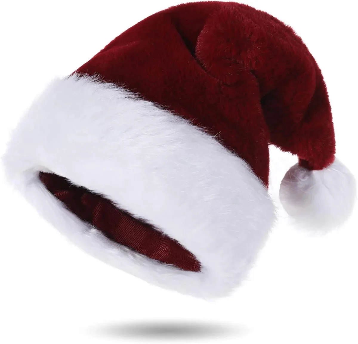 Tanvia Tanvia Velvet Plush Santa Hat Burgundy Unisex 13.3 x 17.7 in — product photo