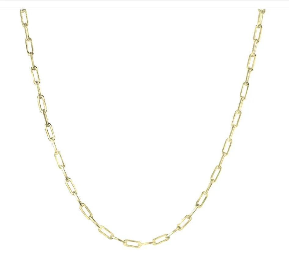 MST MST 14K Gold-Plated 925 Sterling Silver Paperclip Chain Necklace 22" 3mm 11g Italy — product photo