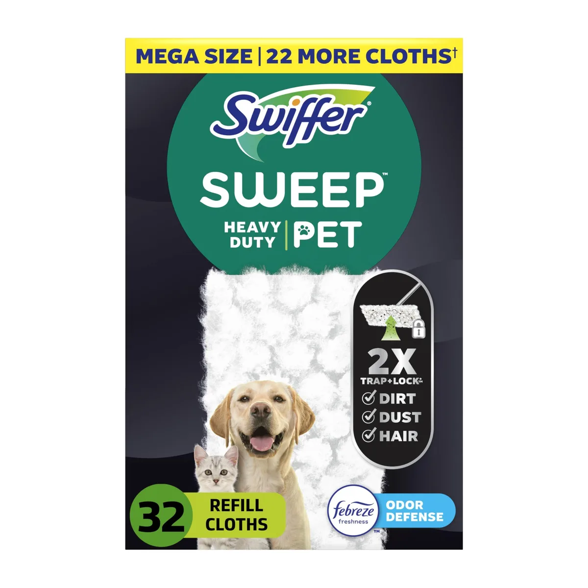 Pack of 32 white rectangular dry cloth refills with textured surface