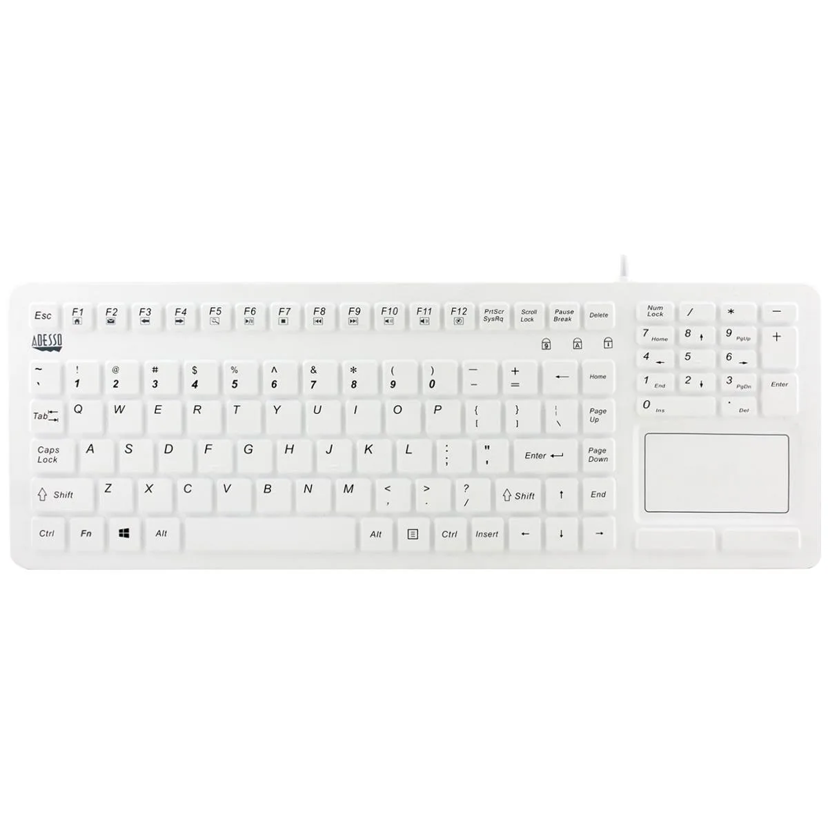 Adesso Adesso AKB-270UW SlimTouch 270 USB Compact Keyboard with Touchpad, White — vörumynd