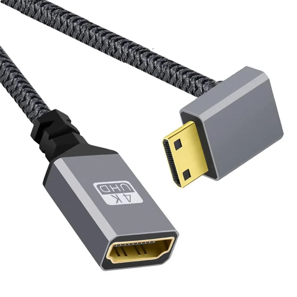 Fervit Fervit 4K Type-C 90 Degree Down Angled Mini HDMI 1.4 Male to HDMI Female Extension Cable — product photo