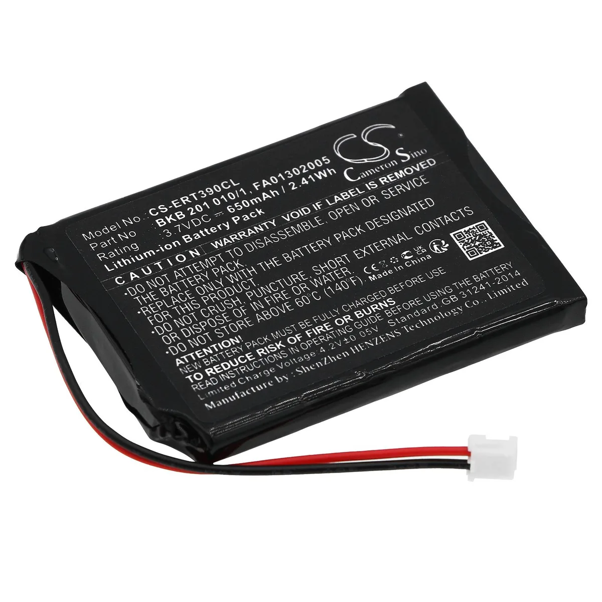 Cameron &amp; Co Cameron &amp; Co DS-CS-ERT390CL Li-ion Battery 3.7V 650mAh Black — product photo