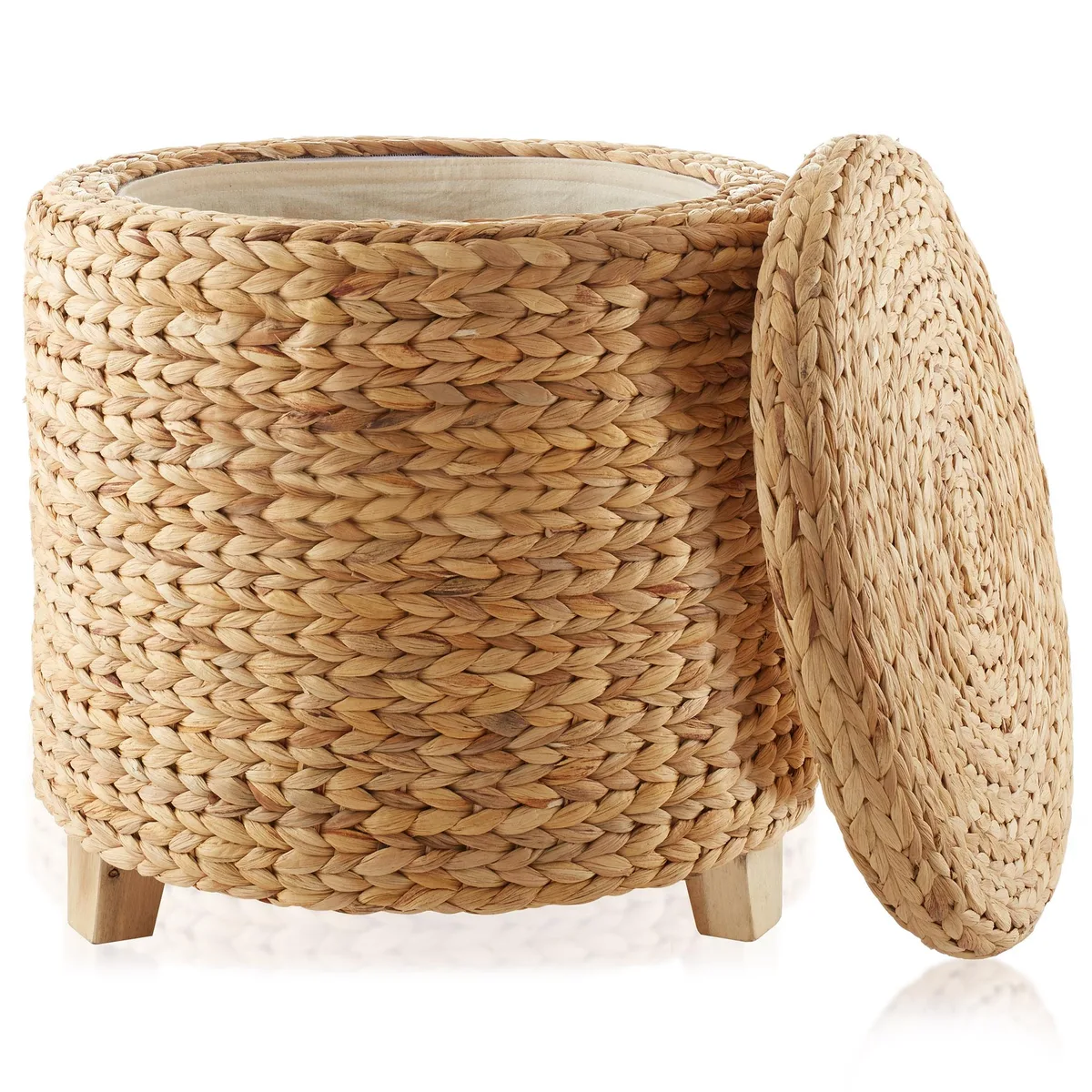 Casafield Casafield 17" Round Storage Ottoman Natural Water Hyacinth Shelving — product photo