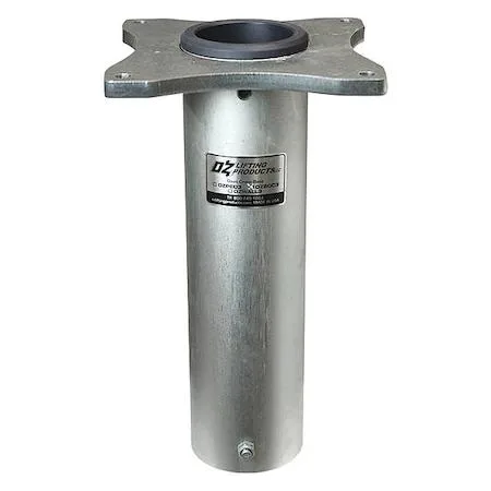Silver steel mounting base with socket top and four bolt holes