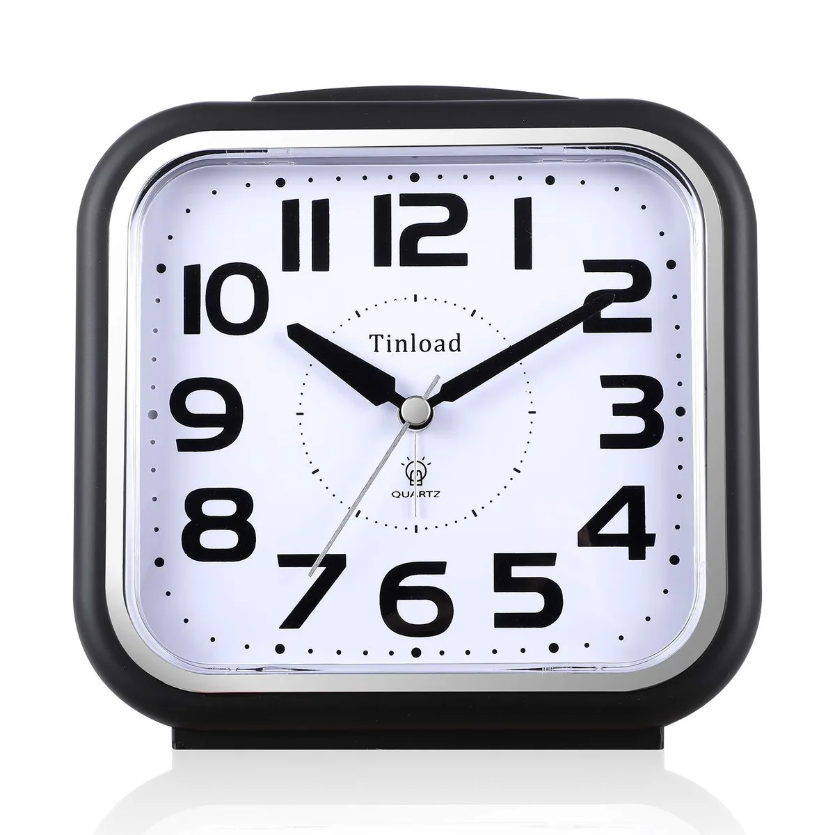 5.5" Analog Alarm Clock Silent Non Ticking Black — product photo