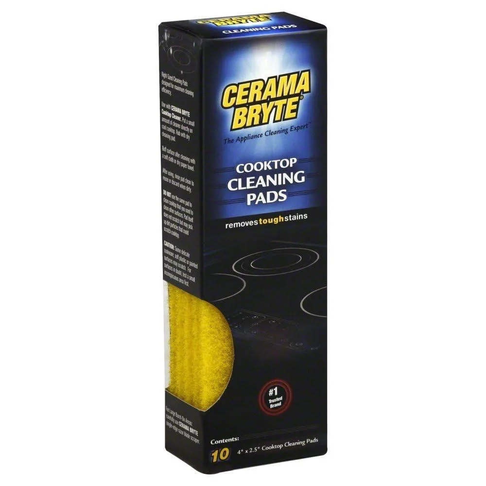 White rectangular cleaning pads in a ten pack for glass and ceramic cooktops