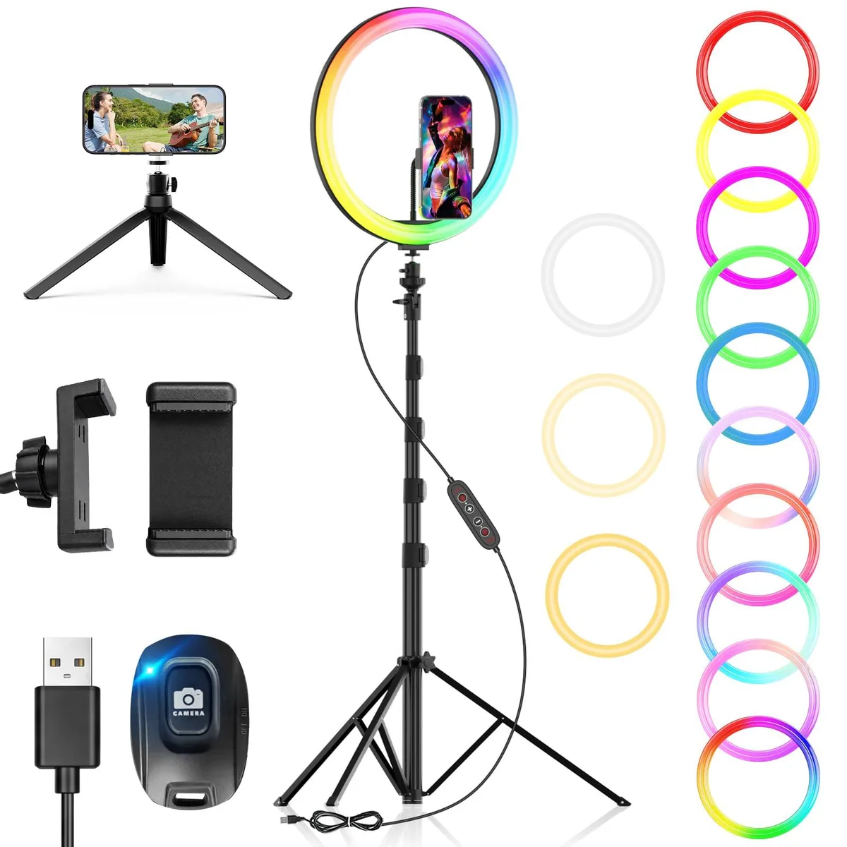  Neewer 118-0102-01 12" RGB Ring Light with 73" Tripod &amp; Phone Holder — product photo