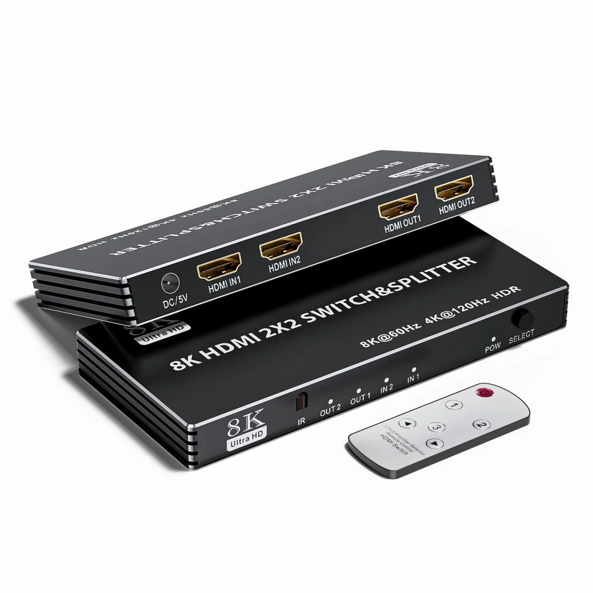 Vszerda Vszerda 2x2 HDMI 2.1 Switch Splitter 8K60 4K120 IR Remote — product photo