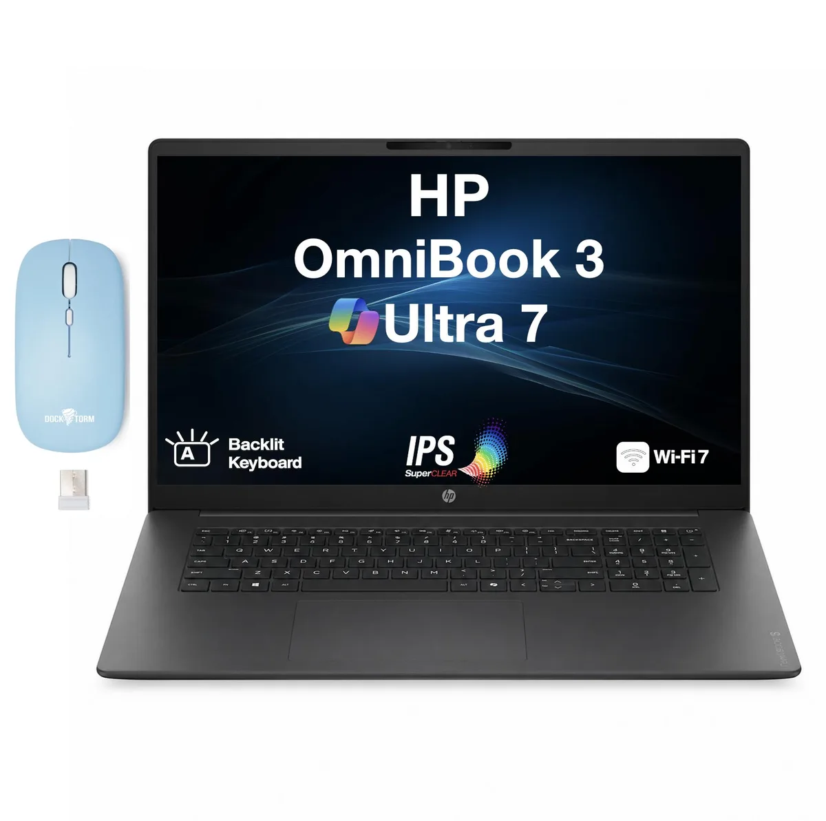 HP HP OmniBook 3 laptop Intel Core Ultra 7-255U 64GB DDR5 512GB PCIe SSD 17.3" FHD — product photo