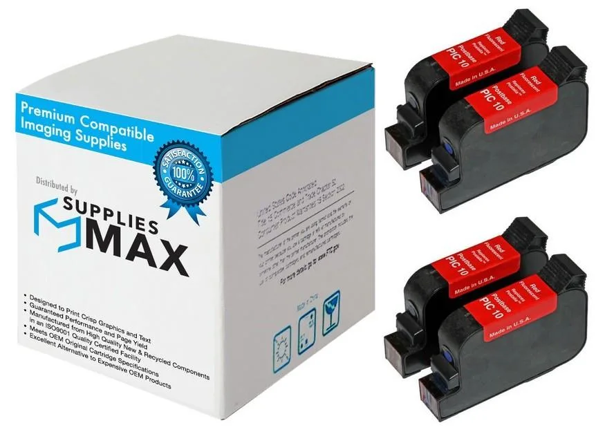 SuppliesMax SuppliesMax Francotyp-Postalia PIC10_2PK Red Inkjet Cartridge 4 Pack — product photo