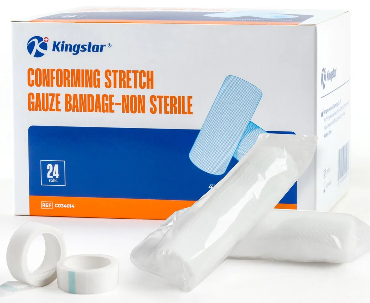  King Gauze Rolls 4in x 4.1yds 24 Rolls Individually Wrapped Medical Tape — product photo