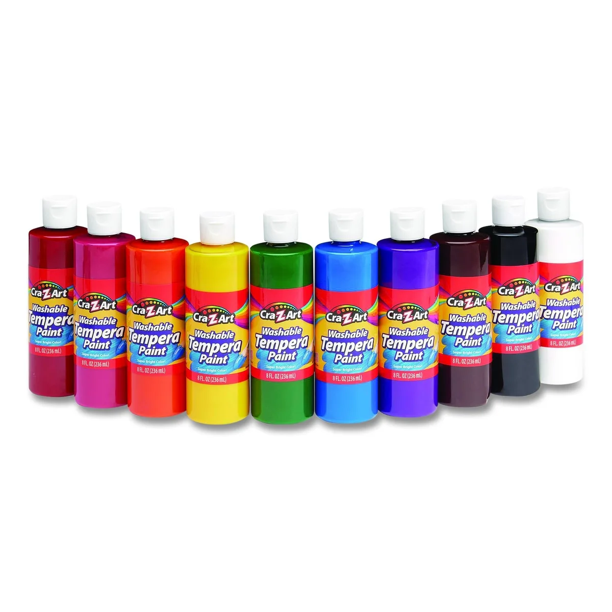 Cra-Z-Art Cra-Z-Art Washable Tempera Paint 10 Assorted Colors 8 oz Bottle 10/Pack — product photo