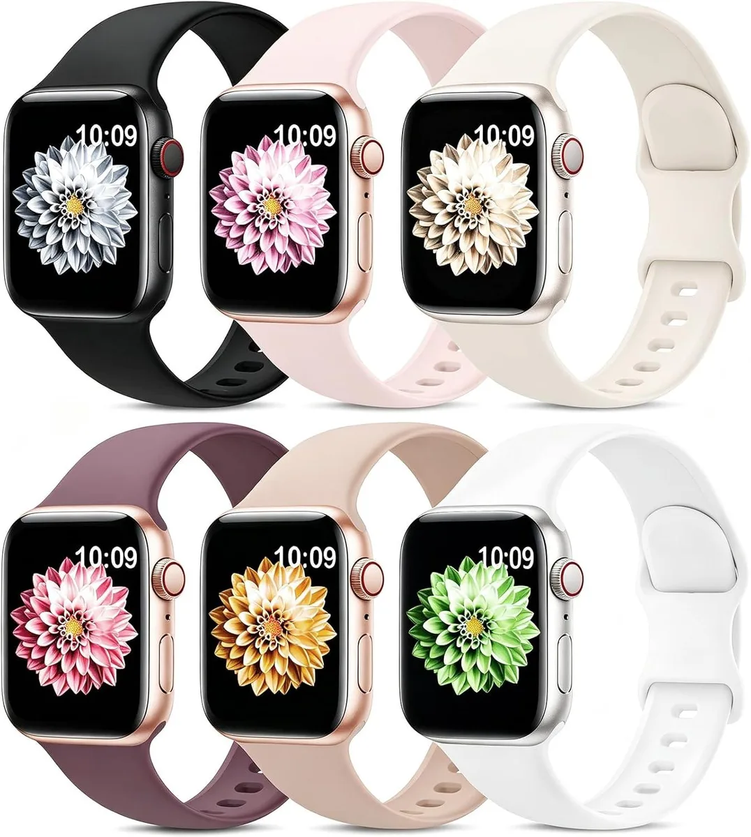 ETEIZU ETEIZU 6 Pack Waterproof Silicone Watch Bands 38-49mm accessory — product photo
