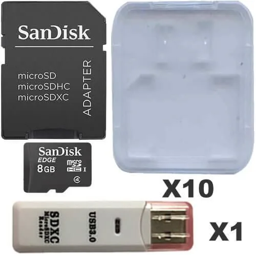 SanDisk SanDisk 8GB microSDHC Class 4 UHS-I 10 Pack with Adapters and Reader — product photo