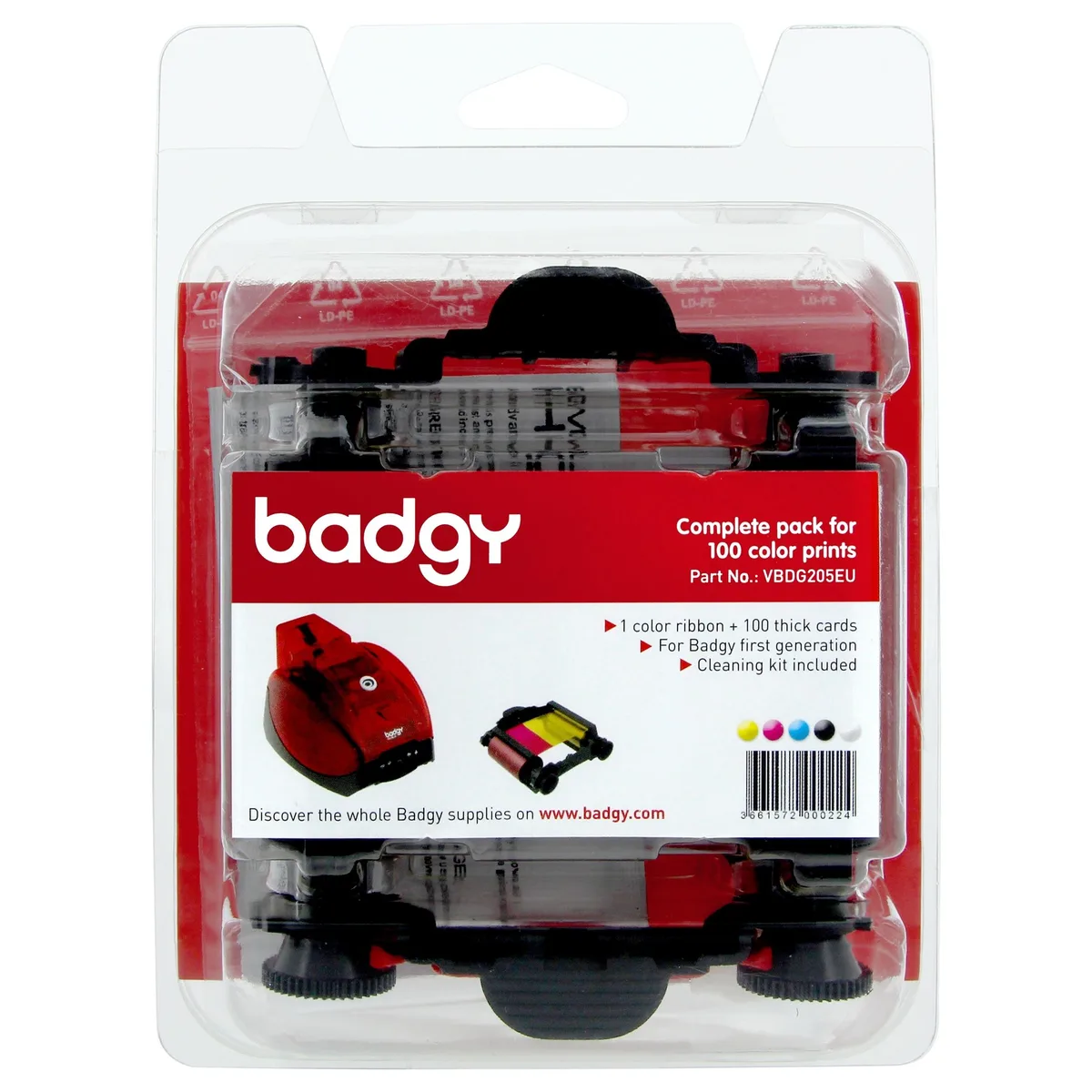 Evolis Evolis Badgy1 Colour Ribbon & Card Kit 100 .76mm — product photo