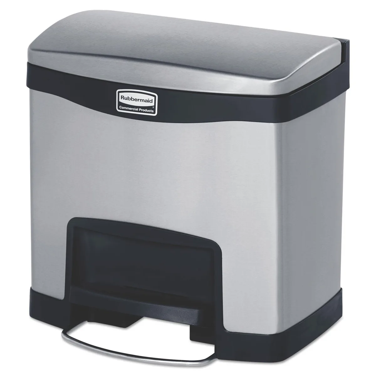 Rubbermaid Rubbermaid FG1901985 Slim Jim Stainless Steel Step-On Container 8 gal Black cleaning — product photo