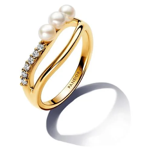 PANDORA PANDORA Treated Freshwater Cultured Pearl Double Band Ring 14k — product photo